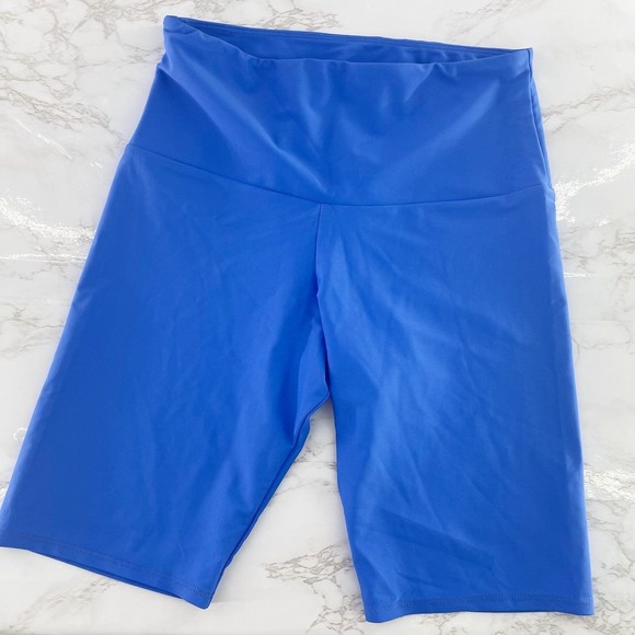 Onzie Pants - Onzie Flow Blue Solid Bike Shorts High Waisted Shiny Revolve M/L